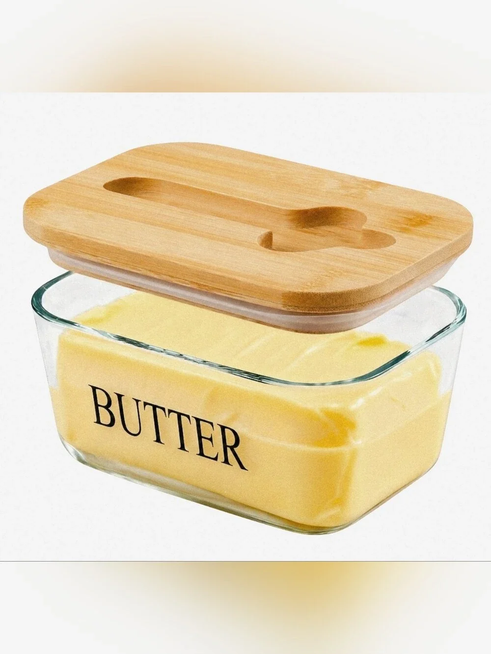 Glass Butter Dish with Lid Crystal Clear Glass